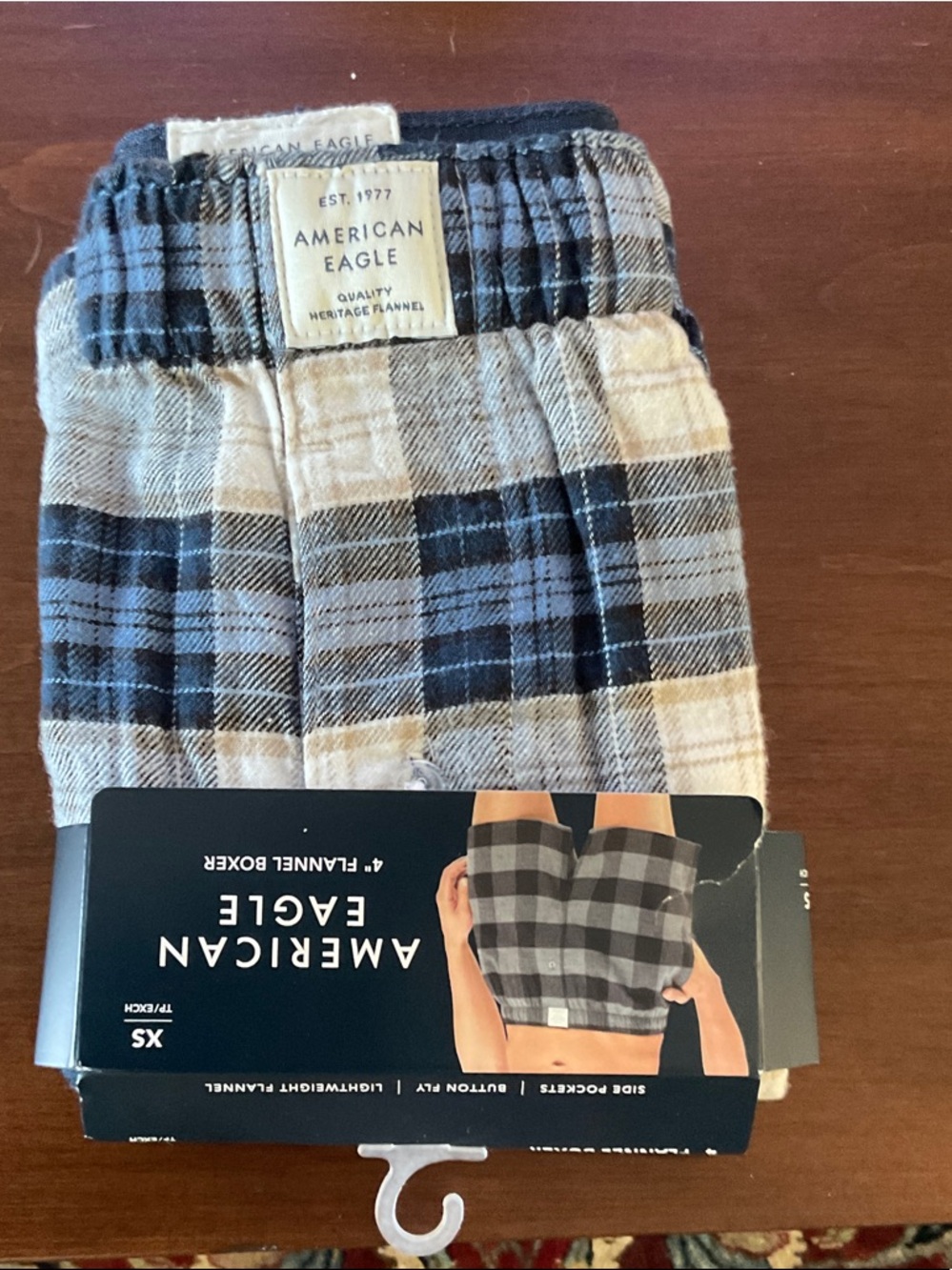 American Eagle Outfitters Plaid Flannel Boxers in Black, Gray, Cream